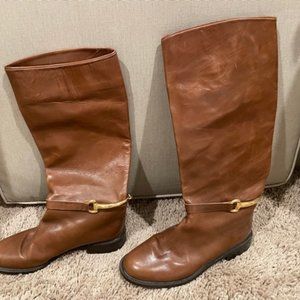 Great looking brown leather knee-high boots, 7